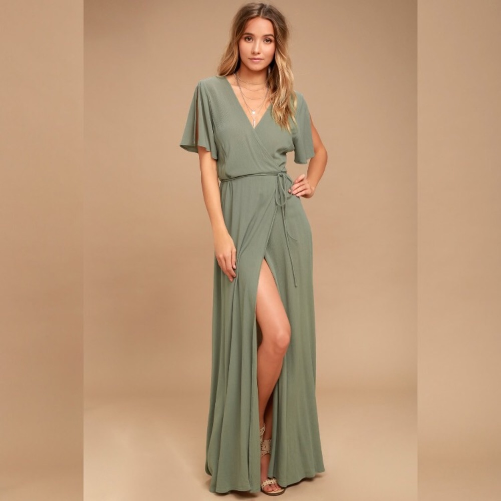 Short sleeve maxi wrap dress